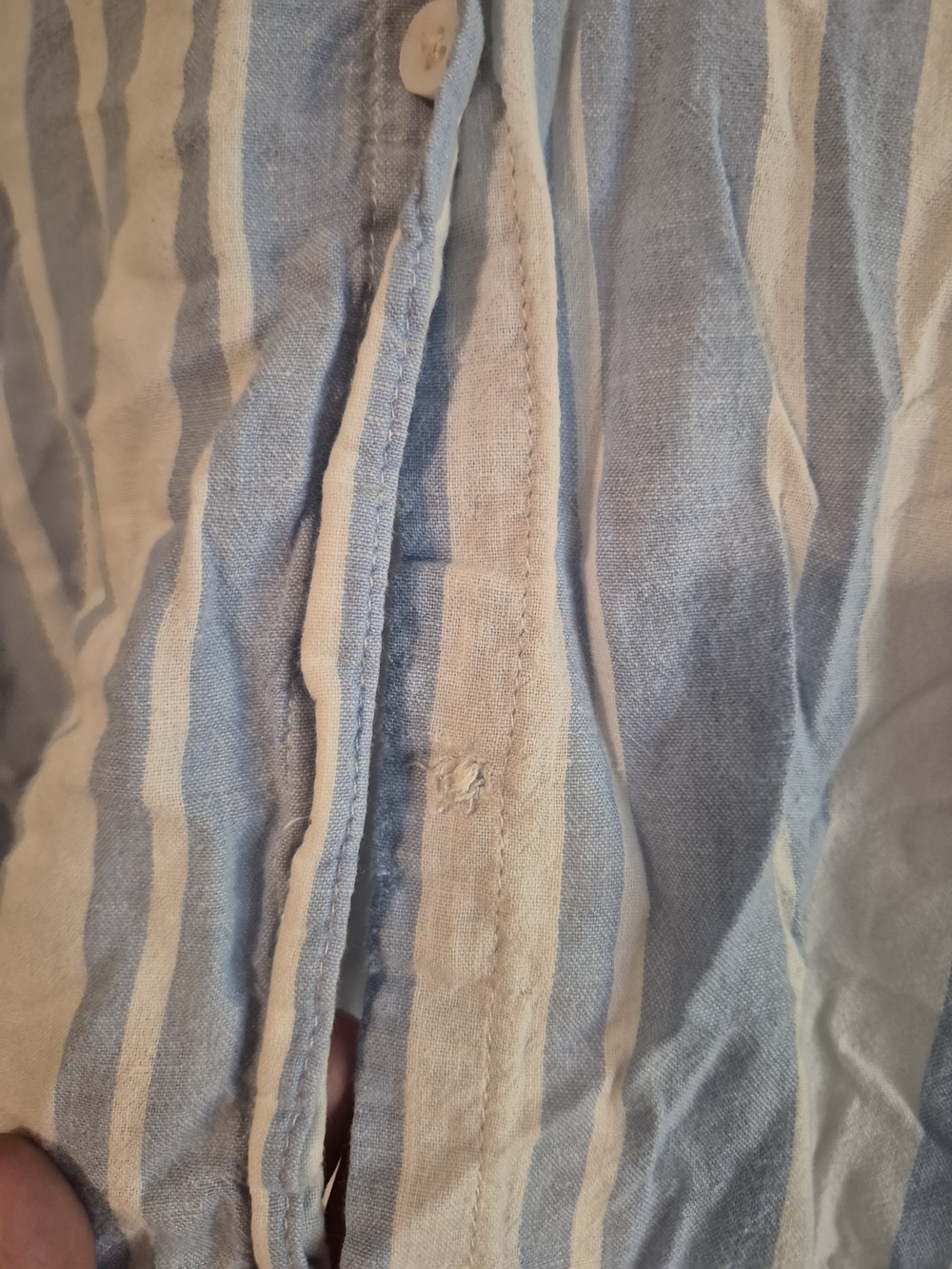 Lola River Light Blue & White Vertical Stripe Button-Up Shirt Medium - Picture 3 of 10